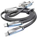 SHEZI 100W USB C Multi Charging Cable, 5FT 4-in-1 USB A to Dual USB C Cable Fast Charging, Nylon Braided Multiple Charger Cord with Type C for iPhone 16 15 MacBook Samsung