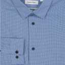 Calvin Klein Boys Long Sleeve Patterned Dress Shirt, Button-Down Style with Cuffs & Shirttail Hem (Blue), 12