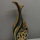 19 inch Tall Floor vase, Green and Gold Ceramic vase, Pottery Decorative vase, Unique Pampas Grass vase Suitable for Living Room Floor, Home Office, Porch Home Centerpiece Decorative Large vase