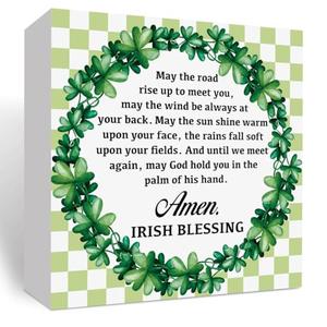 St Patrick's Day Decorations Irish Blessing Sign Irish Blessing Gifts St Patrick's Day Tiered Tray Decorations Shamrock Decorations, Tray Object for Home Table Desk Office Party Decor Mix Of 6