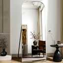 56x21 Inch Full Length Mirror - Large Floor Standing & Wall Mountable Full Body Mirror with Sturdy Aluminum Frame, Arched Top Design, Freestanding or Hanging for Bedroom, Living Room, Cloakroom,Silver