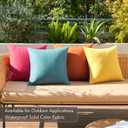 MIULEE Pack of 4 Decorative Outdoor Throw Pillow Covers Linen Waterproof Pillow Covers Summer Farmhouse Cushion Cases for Patio Garden Tent Balcony Couch Sofa 16x16 Inch Red/Turquoise