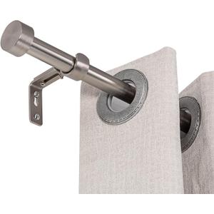 Modern Curtain Rods for Windows 18 to 45 Inches, 1 Inch Metal Drapery Rods, Adjustable Heavy Duty Single Curtain Pole for Living Room Bedroom Dining Room,Satin Nickel,with Aluminium Finials (18"-45", Satin Nickel)