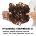 Benehair Messy Bun Hair Piece with Combs Clip in Bun Scrunchie Juva Bun Dish Fluffy Wavy Hair Updo Easy Stretch Big Chignon Short Ponytail Hairpiece for Women Light Brown 90g