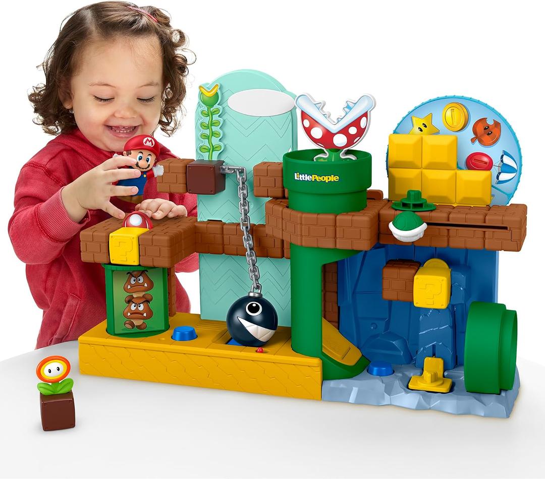 Fisher-Price Little People Toddler Toy My Mario Adventure Playset with Music Sounds & Figures, Preschool Kids Ages 18+ Months, 12x8x4 inches