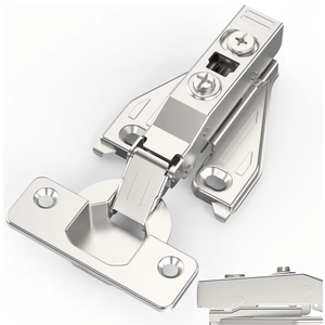 Chibery 9/16", 1/2", 5/8", 3/4" Overlay Soft Close Concealed Hinge for Face Frame Door ＆ Frameless Door, 3D Clip-on Plate, Self Closing Hidden Satin Nickel, 105° Angle, H=3, Full Overlay, 4 Pack