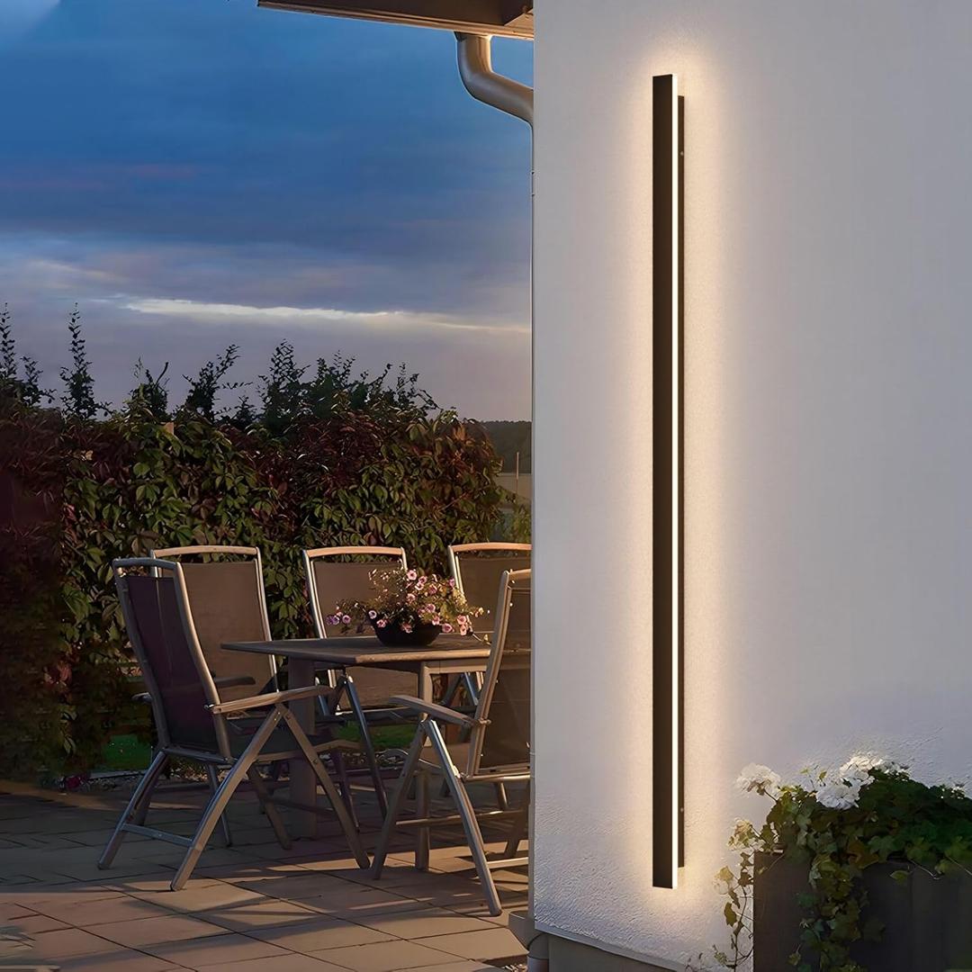 59inch Long Outdoor LED Wall Light 45W Black Warm White Porch Light Acrylic Waterproof IP65 Exterior Wall Light Fixture for House Patio Porch Courtyard