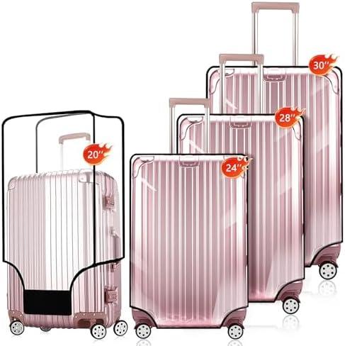 4 Pieces Thicken Clear Luggage Cover Protector,20" 24" 28"30"for Tsa Approved Suitcase Cover Set for Suitcase Waterproof Dustproof Anti-scratch Travel Suitcase Covers Case for Wheeled Luggage - Missing Piece