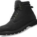 Work Boots for Men Waterproof Soft Toe Non Slip Comfortable Leather Workboots (1, Black)