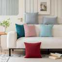 a moment Pillow Covers 18x18 Inch Pink Textured Decorative Throw Pillow Covers Modern Farmhouse Pillowcase Solid Cushion Cover Pack of 2 for Home Decor Sofa Bedroom