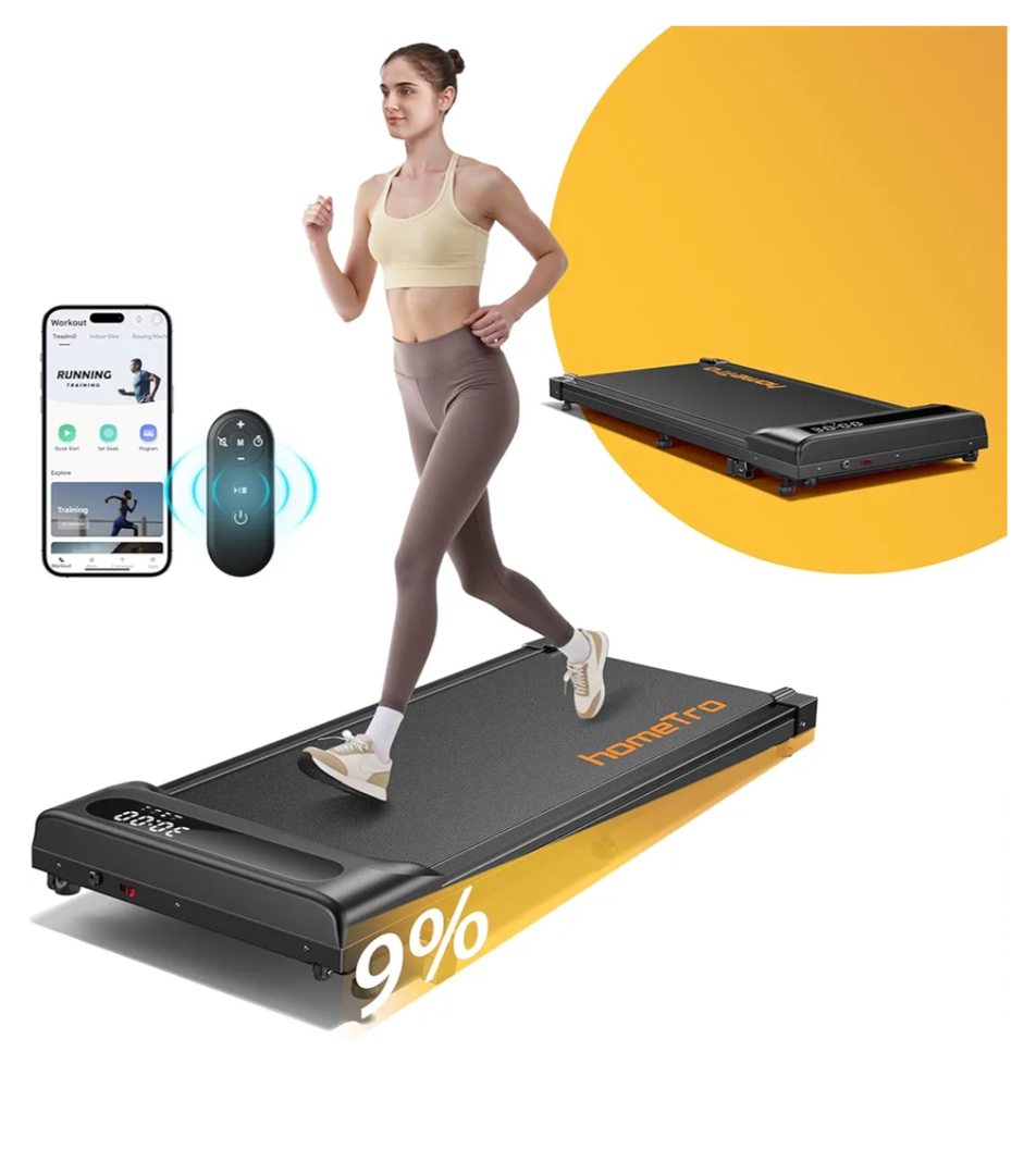 3.0HP Walking Pad with 9% Incline, 0.6-5 MPH, Compact & Portable Under Desk Treadmill for Home/Office, Maximum 265lbs Capacity, Remote, APP Control, for Jogging/Running, Assemble Free