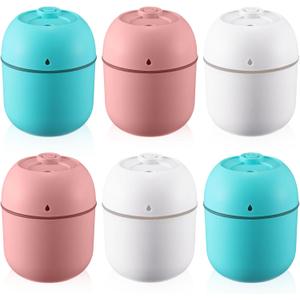 Hortsun 6 Pcs Portable Small Humidifier USB Personal Desktop 220 ml Mini Humidifier for Bedroom Plants Car Office Room Home Travel (White,Pink,Green)