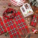 Berlune Christmas Scarf with Fringe Bulk Winter Soft Scarves for Women Men with Xmas Gift Boxes for Christmas Winter Party (Plaid)