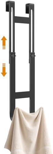 2PCS Shower Door Hooks, 7.7"-13.7" Height Adjustable Towel Hook For Frameless Glass Door, Stainless Steel No-Drill Double Bathroom Hooks, With 2 Anti-Slip Pads, Shower Hook For Robe, Bath Towel set of 2