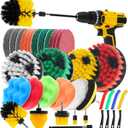 32 Pack Drill Brush Attachments Set Scrub Pads Sponge Buffing Pads Crevice Cleaning Brush for Home Bathroom Car Kitchen Corners Sink Stubborn Stains Tiles Car Polishing Kit