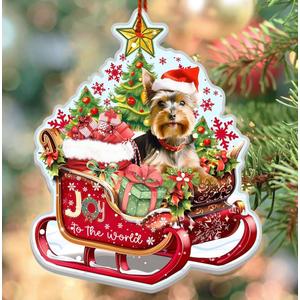 3 x Yorkshire Terrier Christmas Ornament - Yorkie Dog Aluminum Ornaments for Men, Women - Christmas Tree Decorations 2024
