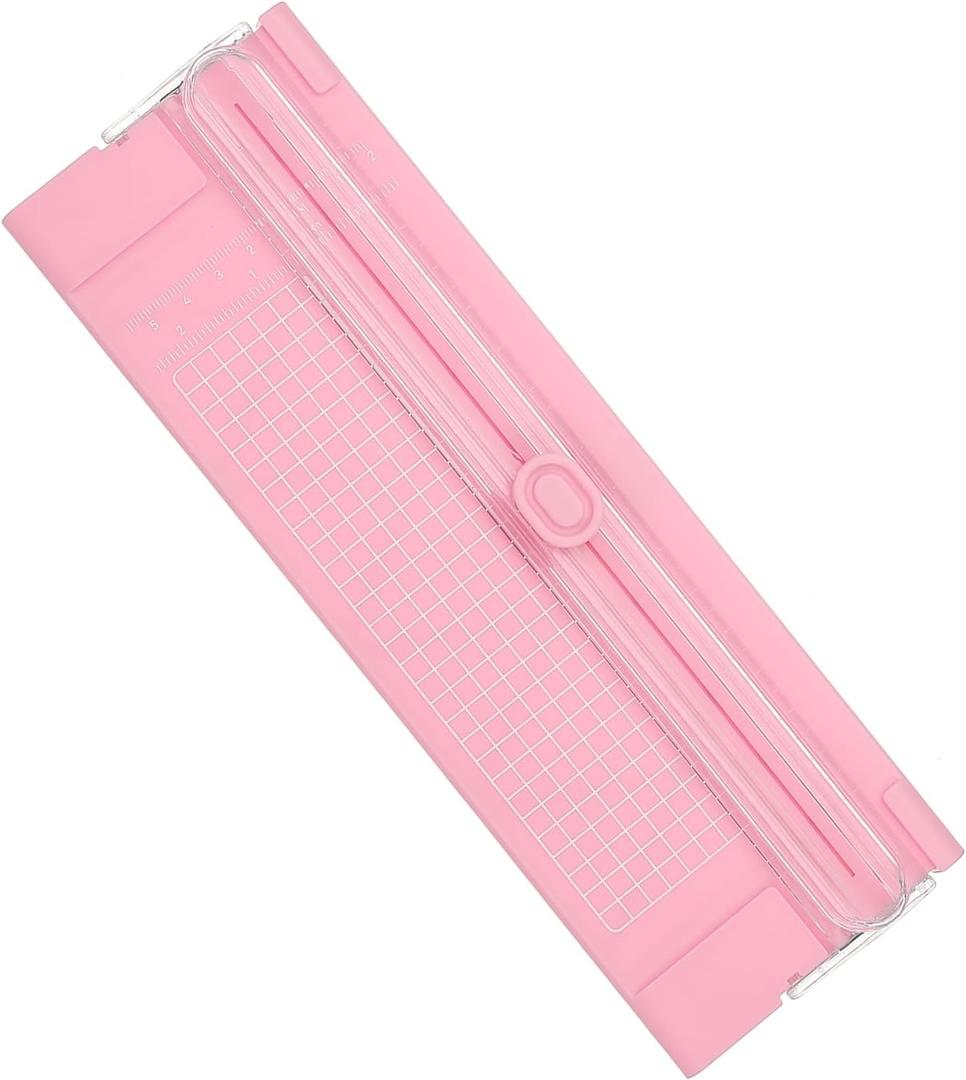 PATIKIL Paper Cutter Trimmer, A4 Straight Small Portable Paper Slide Paper Slicer with Safe-Guard for Craft Cardstock Label Card, Scrapbook Photo, Pink