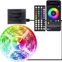 Battery Operated LED Strip Lights 26ft RGB Color Changing, Music Sync, Remote & App Control for Bedroom, Party, TV, Decor (26ft)