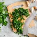 HIC Kitchen Mezzaluna Rocking Chopper And Mincing Knife With Double Handles, Stainless Steel, Rubberwood, For Herbs Vegetables Nuts And More