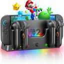 Switch 2 Controller Charger Station Compatible with Nintendo Switch 2, Charger Dock with 6 RGB Light Modes, Support to Charge 6 Controllers & LED Indicator