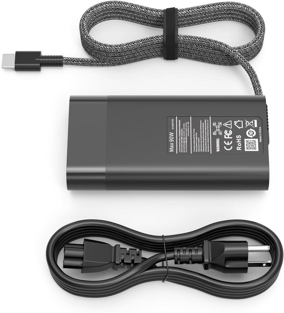 90W USB C Laptop Charger Compatible with HP Envy X360 17.3" 17 16 16" 15.6" 2-in-1 Touchscreen 17-cw0097nr 17-cw0023dx Spectre X360 EliteBook 1040 904144-850 Type-C Power Adapter Replacement