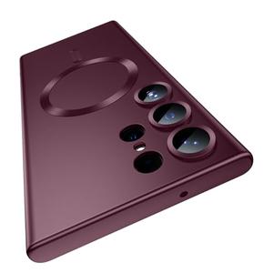 Matte for Samsung Galaxy S23 Ultra Case, Compatible with MagSafe, Slim Thin Magnetic Cover with Built-in Camera Lens Protector Shockproof Phone Shell, Burgundy