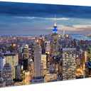 Extra Large New York City Wall Art NYC Skyline Office Wall Decor Sunset Manhattan Skyline Canvas Prints Modern Skyscraper Cityscape Pictures Artwork for Living Room Bedroom Home Decoration 30x60"