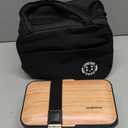 Japanese Bamboo Bento Box with Compartments and Utensils Stackable Lunch Box Includes Lunch Bag for Meal Prep Black (42 Oz)