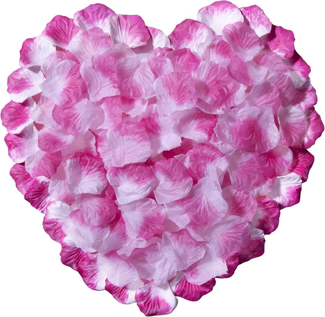 5 x CO-RODE 1200pcs Rose Petals,Artificial Flowers for Wedding,Parties,Romantic Night Atmosphere,Valentine's Day,Anniversaries,(Red Purple&White)