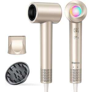 Hair Dryer, 160,000 RPM High-Speed Ionic Blow Dryer with Diffuser, Professional Hairdryer for Fast Drying, 500 Million Negative Ions, Low Noise Compact Hair Blow Dryer for All Hair Types, Gold