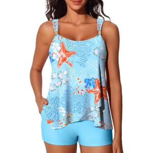 Summer Mae Womens Tankini Swimsuits Ruffle Bathing Suits 2025 Swimming Suits Tummy Control High Waisted Shorts, Size 16