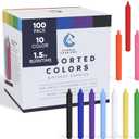 Candle Charisma 100 Multi-Colored Spell Candles - 4" Unscented Paraffin Chime Candles, Smokeless & Dripless, Colored Candles, Long Burn Time 0.43" Thick Taper Candles for Rituals, Witchcraft & Parties