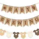 A Baby Is Brewing Banner Coffee Bean Baby Shower Decoration Gender Reveal Clothes Line Bodysuit Garlands Brown