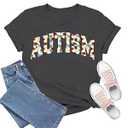 TIEEI Women Autism Awareness Shirt Autism T-Shirt Mental Health Tee Tops Grey, Small