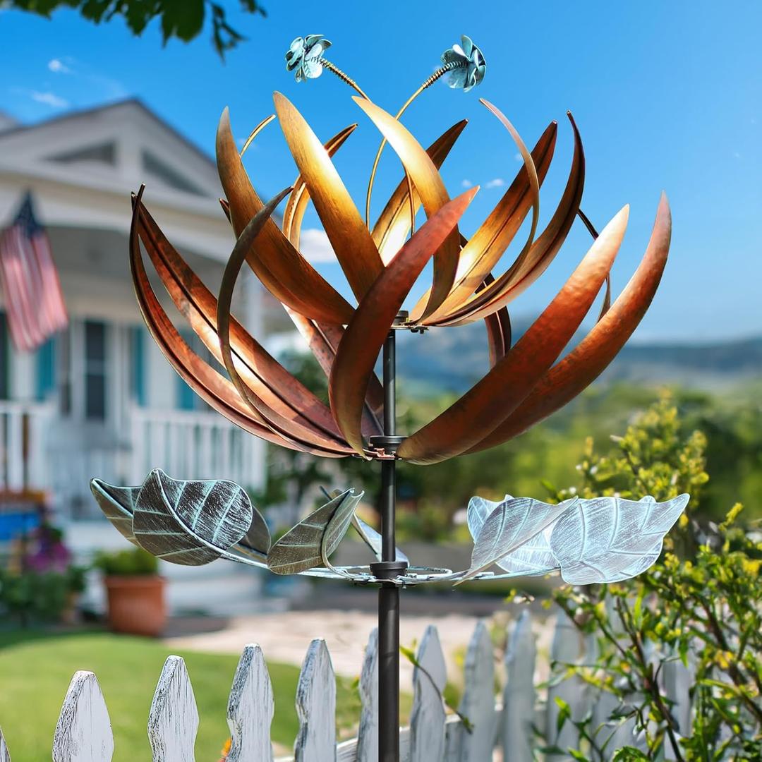 Wind Spinners for Yard and Garden, Wind Spinners Outdoor Large Metal, 84 inch Kinetic Wind Spinner & Wind Sculptures, Windmill Decor(Lotus)