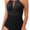 B2prity Women's Slimming One Piece Swimsuits Tummy Control Bathing Suit Halter Swimwear for Big Busted Curvy Woman M