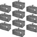 VENO 10 Pack Moving Bags w/ Backpack Straps, Heavy Duty, Moving Boxes Alternative, Packing Supplies, Large Storage Totes for Dorm Room Essentials with Zipper for Clothes (Gray, 10 Pack)