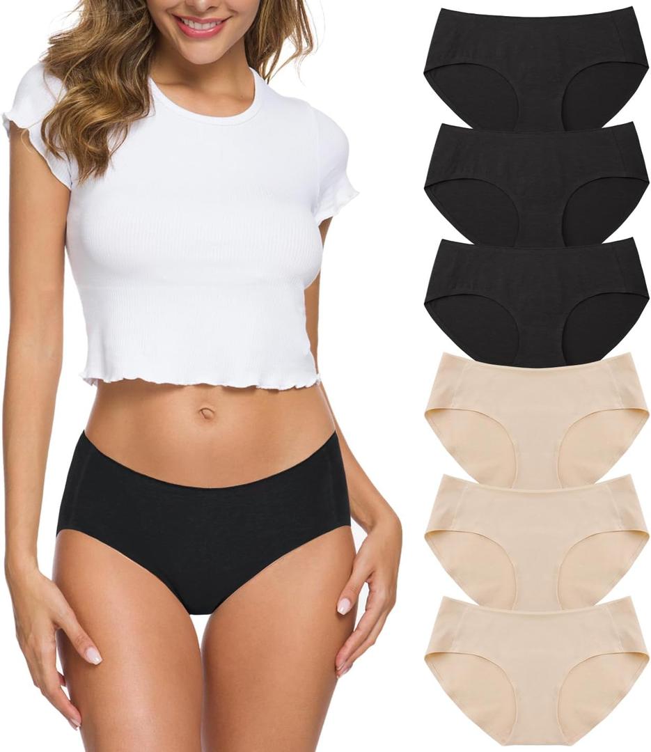 Wealurre Cotton Bikini Women's Breathable Panties Seamless Comfort Underwear (Small)