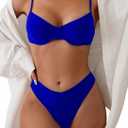 SweatyRocks Women's 2 Piece Bikini Set Spaghetti Strap High Cut Push Up Underwire Swimsuit, M