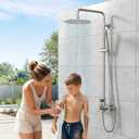 Rainsworth Outdoor Shower Kit with Brass Valve, 8 Inch, Brushed Nickel