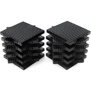 Feleph 18pcs 5" Base Brick 16x16 Black Plate 1/3 with Holes and Pin Pixel Art Painting Classic Blocks Compatible with 65803 3673 Major Plates Brands