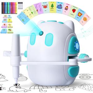 Drawing Robot for Kids 150 Educational Cards Smart Drawing Robot Voice Interactive Partner Montessori Painting Toy for Boys & Girls Ages 3-8 Perfect for Birthdays Christmas and Learning Fun
