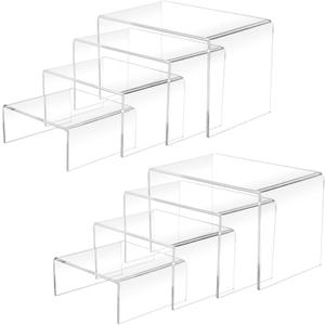 Cerpourt 8Pcs Acrylic Display Risers(6",5",4" 3") Clear Product Stand,Cupcakes Holder Dessert Display Transparent Showcase Stands, Candy Bar Risers, Acrylic Lifts Display for Figures