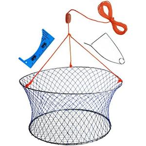 Palmyth Wire Grid Bottom Crab Nets Two Ring Crab Kit with Harness and Bait Clip 24” X 20” X 12”