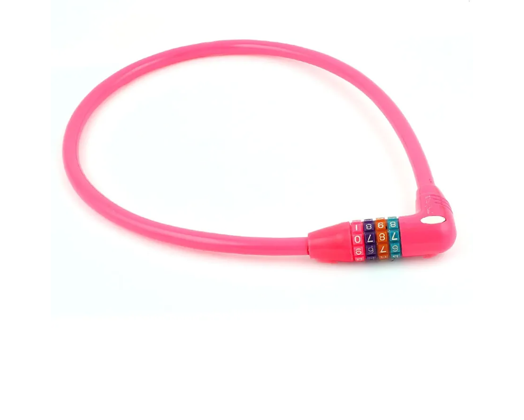 Motorcycle Bike Bike Locks Spiral Cable Combination Lock 85cm U-Locks Long Pink