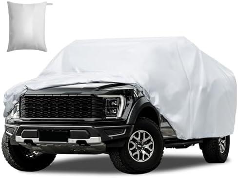 Truck Cover Waterproof All Weather, Migaven Truck Cover Custom Fit for Ford F150 Raptor Chevrolet Silverado 1500, Windproof Covers with Door Zipper, Silver (Not Include Mirror Pocket)(240 x 88 x 80 inches)