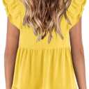 Zwurew Summer Babydoll Dresses for Women 2026 Cute Ruffle Cap Sleeve V-Neck Flowy Swing Mini Dress Sundress (Yellow, Medium)