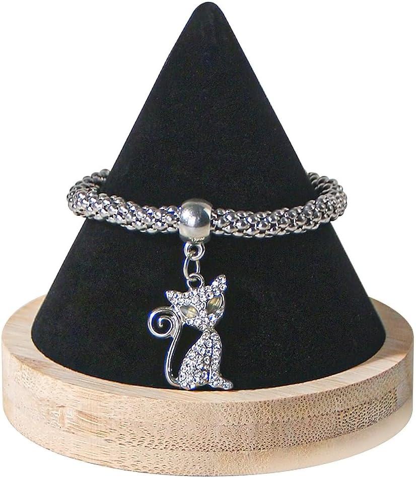 Single Bracelet Holder,Jewelry Displays for Selling Photograph,Bamboo Base Bangle Stand (Black)