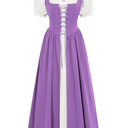 Scarlet Darkness Women Renaissance Dress Peasant Medieval Dress Short Sleeve Maxi Dress, S