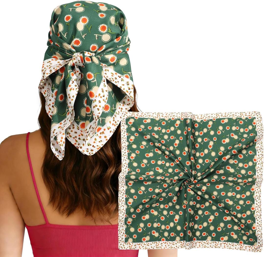 CHLINS 27.5 Square Head Scarf for Women Satin Hair Scarf Silk Wrap Neck Scarf Bandanas for Handbags Accessories